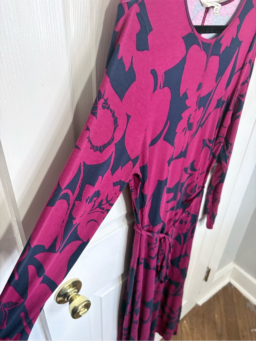 Boden | Lucy Jersey Midi Dress | Wine Burgundy Navy Floral Size 10R - Picture 5 of 10